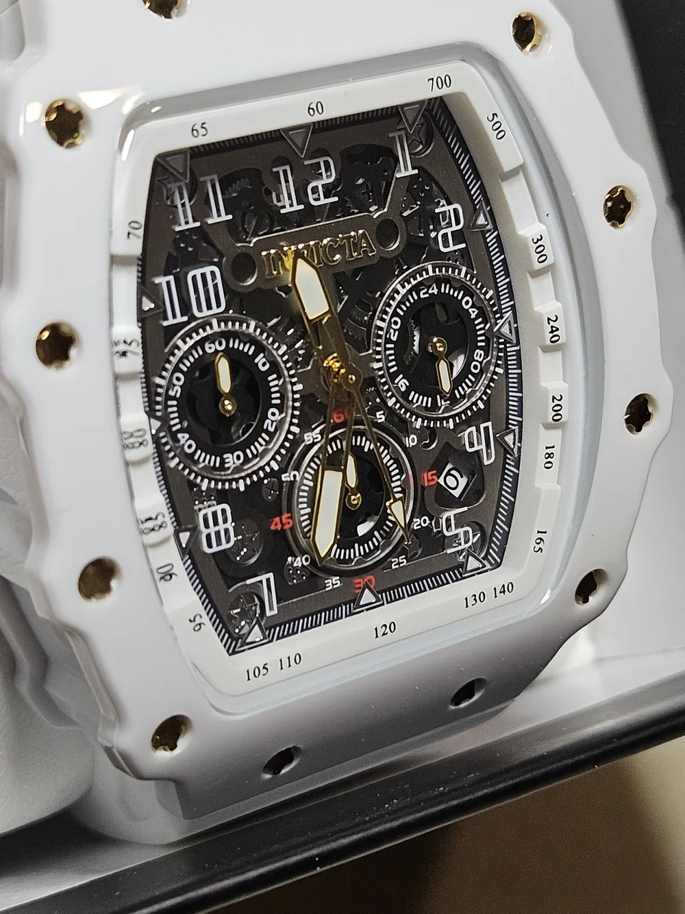 Invicta Racing Men’s White and Gold Chronograph Watch
